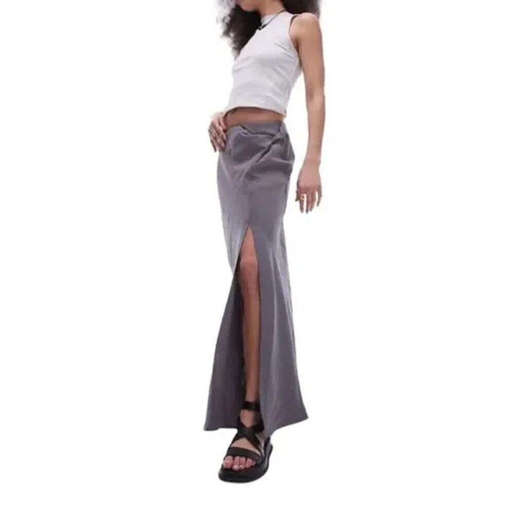 NWT Topshop soft touch twist low rise maxi skirt in charcoal Size 10